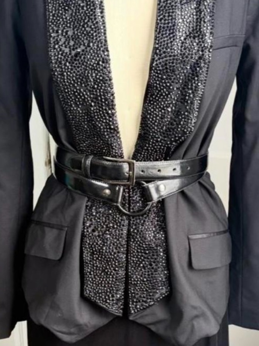 Vintage Robako Ceintures Black Double Wrap Leather Ring Belt